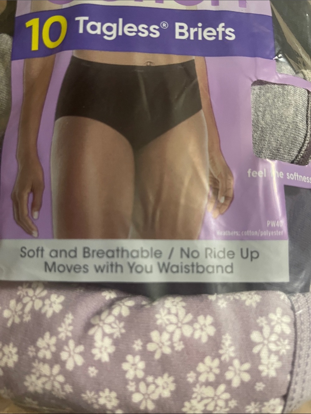 Hanes Cotton Tagless Briefs - Purple & Gray 10 PCS. - Picture 9 of 9